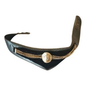 Gem stone & animal print embossed  snap closure belt